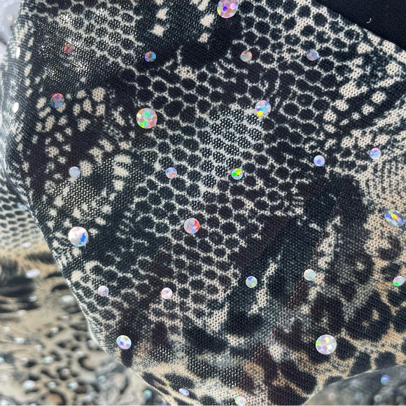 Joseph Ribkoff Animal Sequened Jacket Sheer Long Sleeve Stretch Embellished Top - Picture 7 of 16